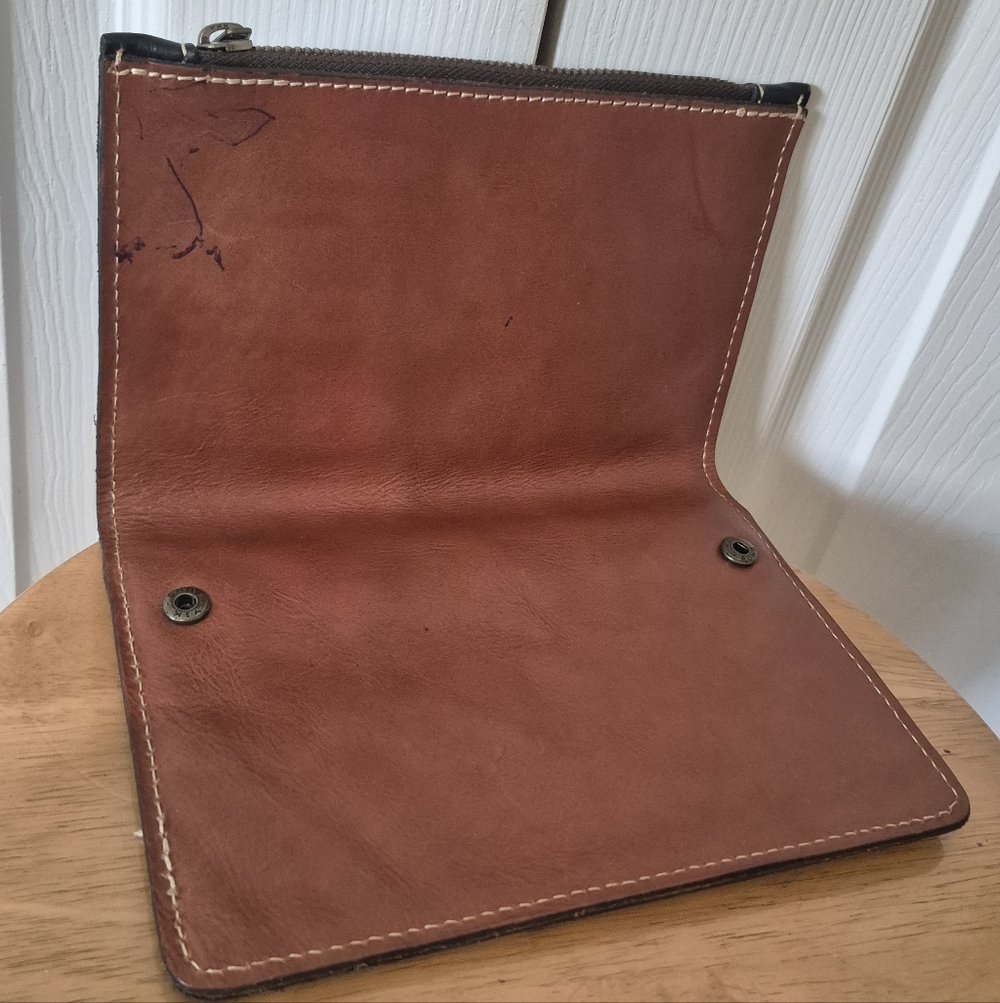 Patricia Nash Leather Folded Clutch Wallet Black And Brown - Picture 12 of 12